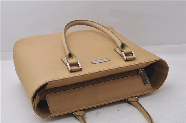 Authentic BURBERRY Vintage Leather Shoulder Hand Tote Bag Purse Beige 5093D