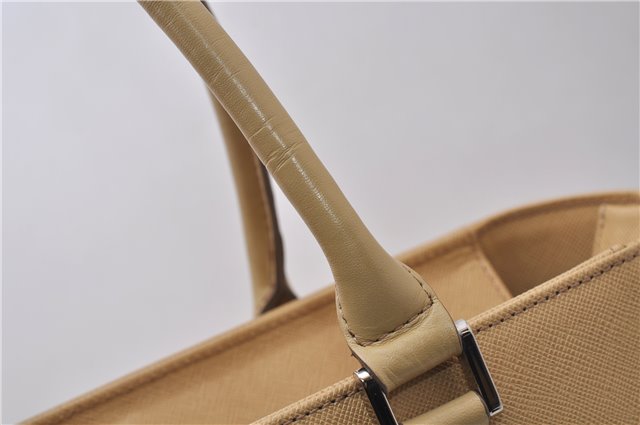 Authentic BURBERRY Vintage Leather Shoulder Hand Tote Bag Purse Beige 5093D