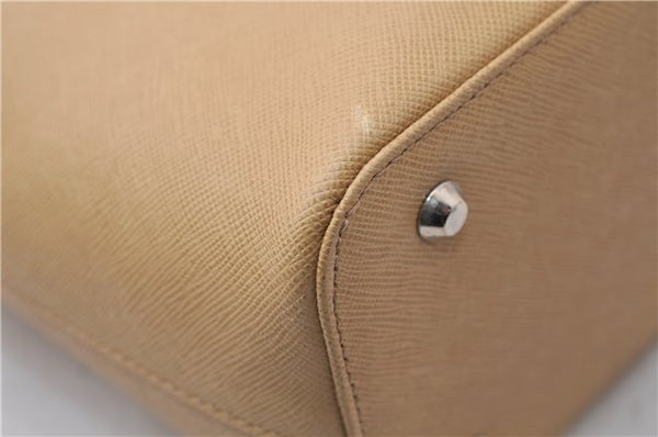 Authentic BURBERRY Vintage Leather Shoulder Hand Tote Bag Purse Beige 5093D