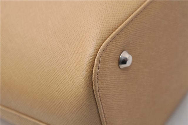 Authentic BURBERRY Vintage Leather Shoulder Hand Tote Bag Purse Beige 5093D
