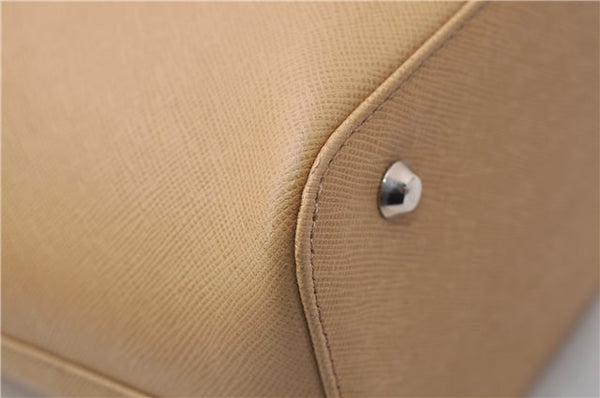 Authentic BURBERRY Vintage Leather Shoulder Hand Tote Bag Purse Beige 5093D