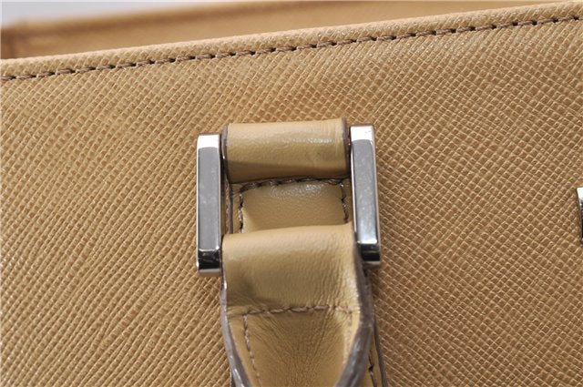 Authentic BURBERRY Vintage Leather Shoulder Hand Tote Bag Purse Beige 5093D