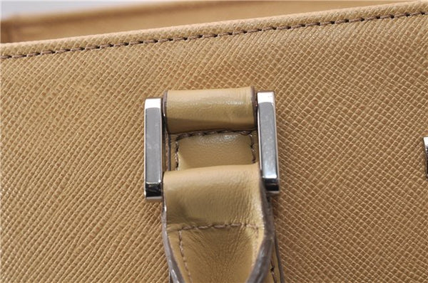 Authentic BURBERRY Vintage Leather Shoulder Hand Tote Bag Purse Beige 5093D
