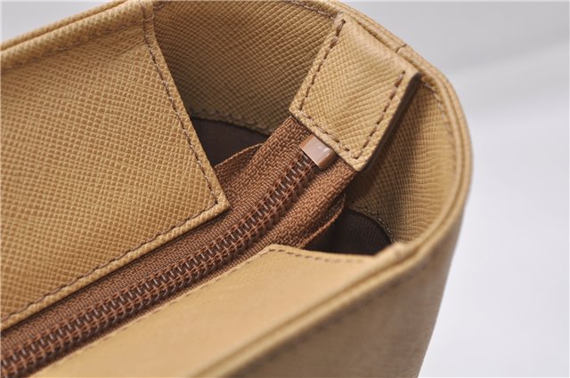 Authentic BURBERRY Vintage Leather Shoulder Hand Tote Bag Purse Beige 5093D