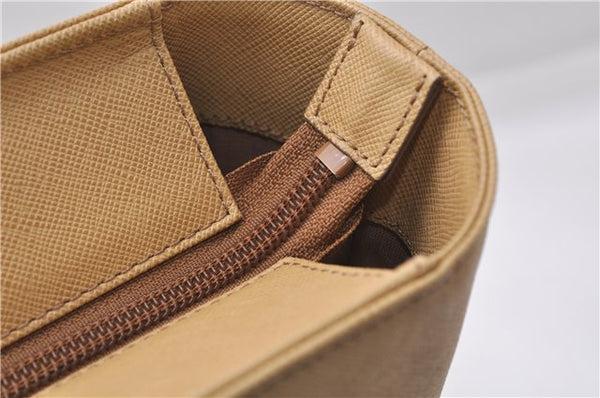 Authentic BURBERRY Vintage Leather Shoulder Hand Tote Bag Purse Beige 5093D