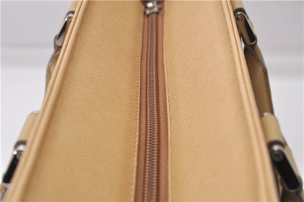 Authentic BURBERRY Vintage Leather Shoulder Hand Tote Bag Purse Beige 5093D