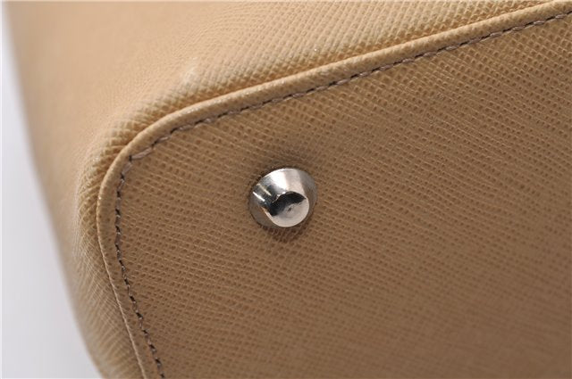 Authentic BURBERRY Vintage Leather Shoulder Hand Tote Bag Purse Beige 5093D
