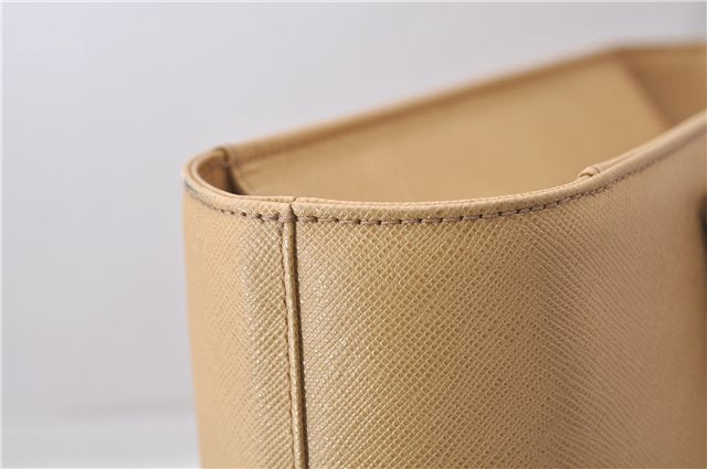 Authentic BURBERRY Vintage Leather Shoulder Hand Tote Bag Purse Beige 5093D