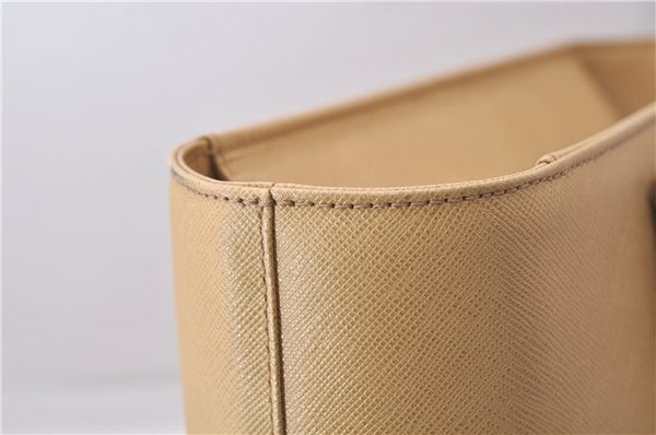 Authentic BURBERRY Vintage Leather Shoulder Hand Tote Bag Purse Beige 5093D