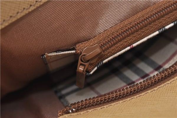 Authentic BURBERRY Vintage Leather Shoulder Hand Tote Bag Purse Beige 5093D