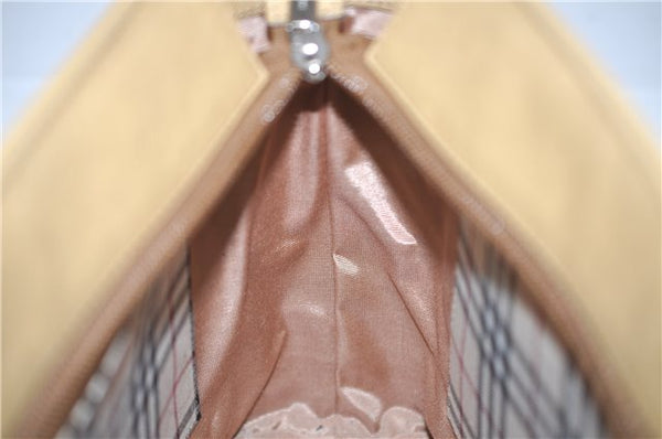 Authentic BURBERRY Vintage Leather Shoulder Hand Tote Bag Purse Beige 5093D