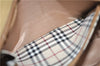 Authentic BURBERRY Vintage Leather Shoulder Hand Tote Bag Purse Beige 5093D