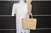 Authentic BURBERRY Vintage Leather Shoulder Hand Tote Bag Purse Beige 5093D