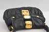 Authentic MIU MIU Matelasse Leather 2Way Shoulder Hand Bag Purse Black 5094I