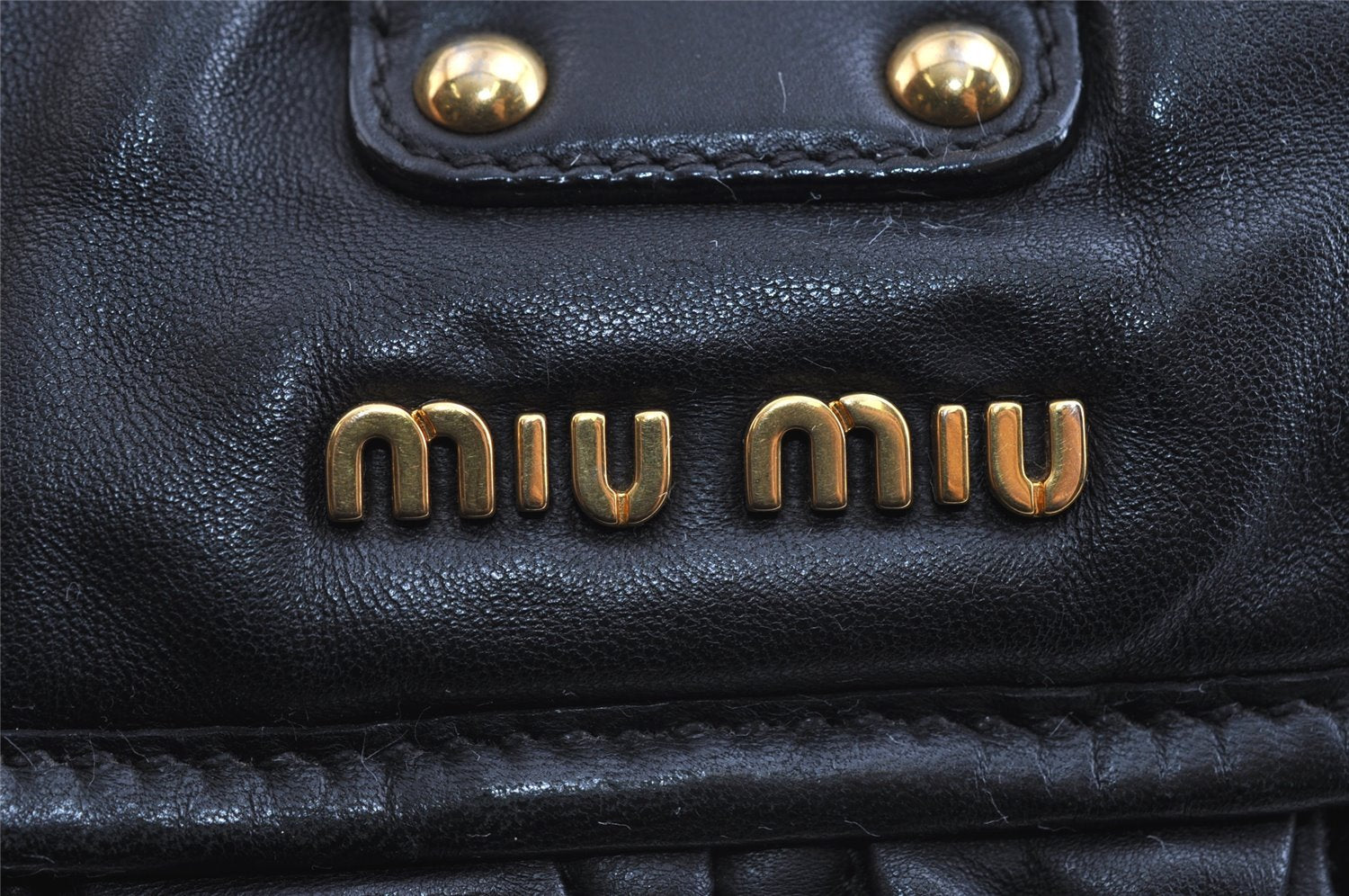 Authentic MIU MIU Matelasse Leather 2Way Shoulder Hand Bag Purse Black 5094I