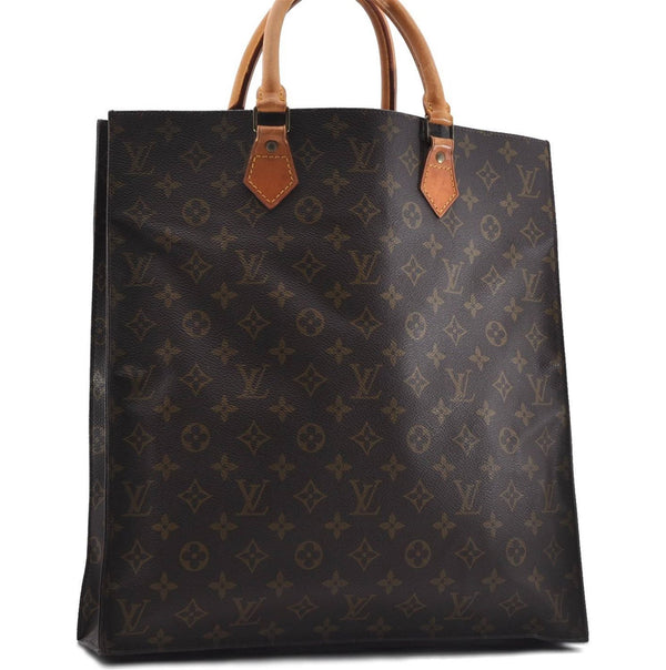 Authentic Louis Vuitton Monogram Sac Plat Hand Bag M51140 LV 5097D
