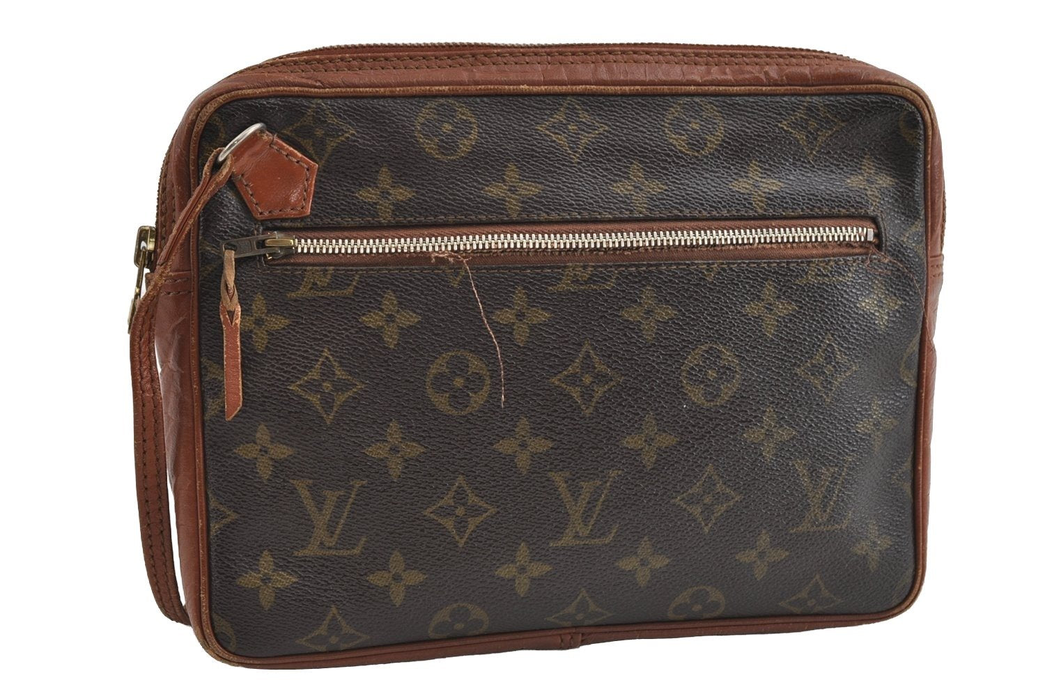 Authentic Louis Vuitton Monogram Sac Sport Travel Hand Bag Old Model LV 5100I