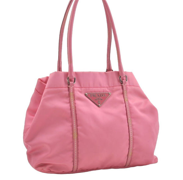 Authentic PRADA Nylon Tessuto Leather Shoulder Hand Tote Bag Pink 5105I