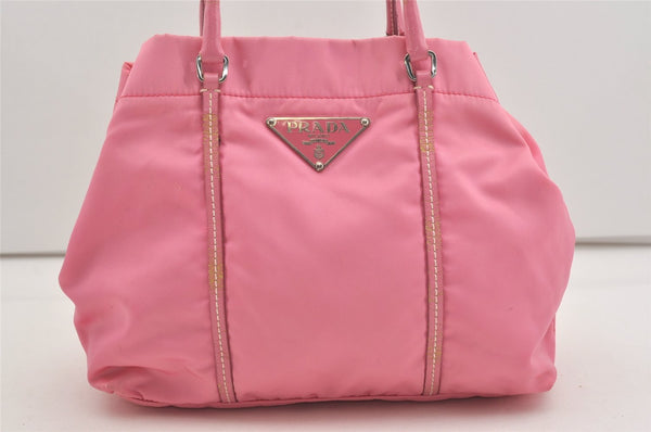 Authentic PRADA Nylon Tessuto Leather Shoulder Hand Tote Bag Pink 5105I