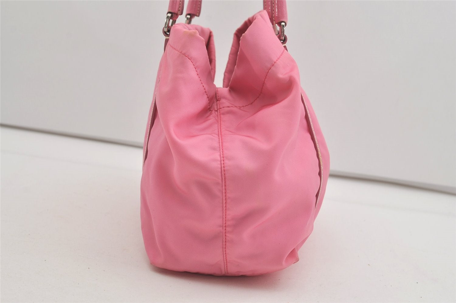 Authentic PRADA Nylon Tessuto Leather Shoulder Hand Tote Bag Pink 5105I