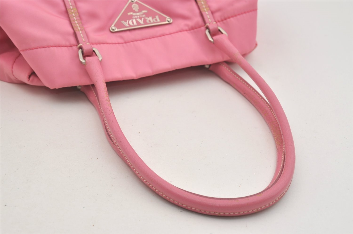 Authentic PRADA Nylon Tessuto Leather Shoulder Hand Tote Bag Pink 5105I