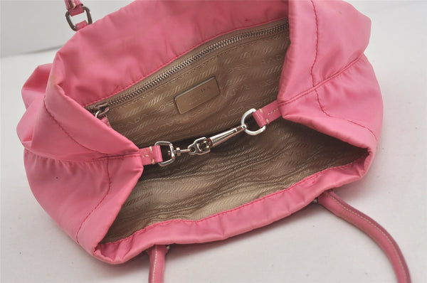 Authentic PRADA Nylon Tessuto Leather Shoulder Hand Tote Bag Pink 5105I