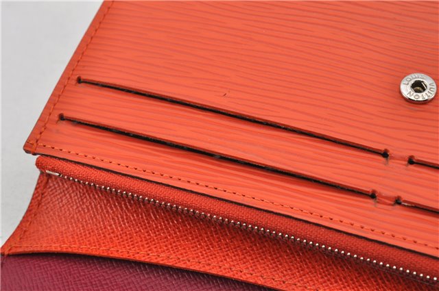 Authentic Louis Vuitton Epi Portefeuille Emilie Wallet Orange M60853 LV 5106F