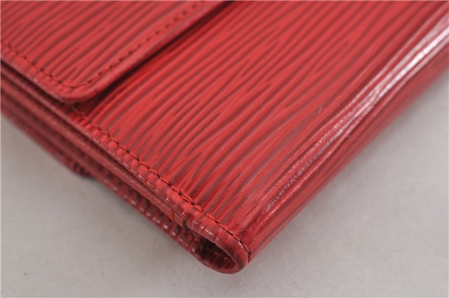 Authentic Louis Vuitton Epi Porte Monnaie Billets Cartes Credit Wallet Red 5109F