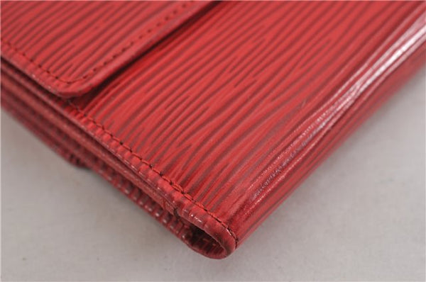 Authentic Louis Vuitton Epi Porte Monnaie Billets Cartes Credit Wallet Red 5109F