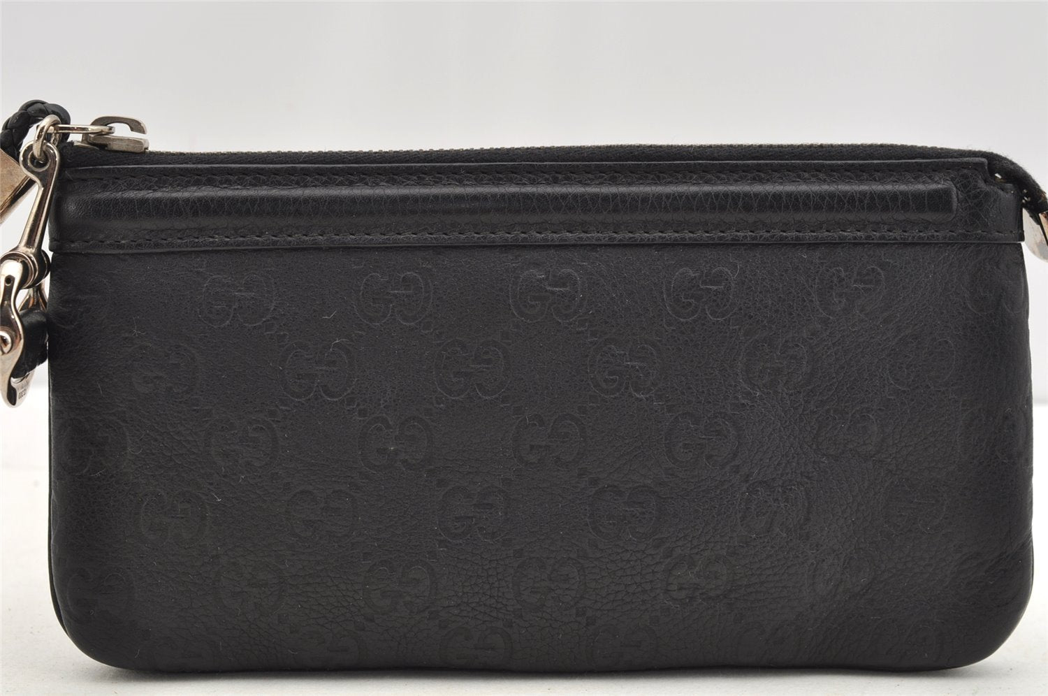 Authentic GUCCI Guccissima Horsebit Clutch Bag GG Leather 240627 Black 5110I