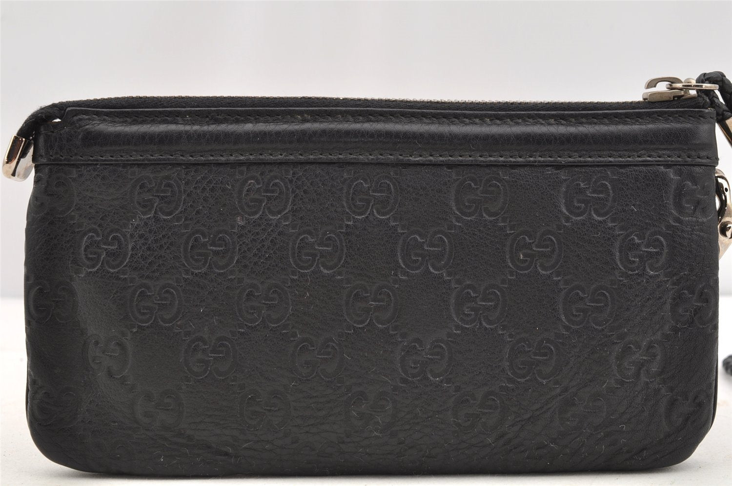 Authentic GUCCI Guccissima Horsebit Clutch Bag GG Leather 240627 Black 5110I