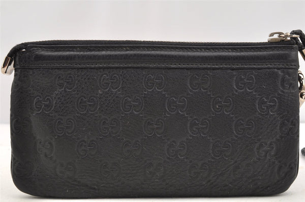 Authentic GUCCI Guccissima Horsebit Clutch Bag GG Leather 240627 Black 5110I