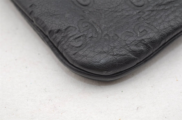 Authentic GUCCI Guccissima Horsebit Clutch Bag GG Leather 240627 Black 5110I