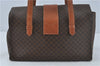 Authentic CELINE Macadam Blason Pattern Hand Bag Purse PVC Leather Brown 5111C