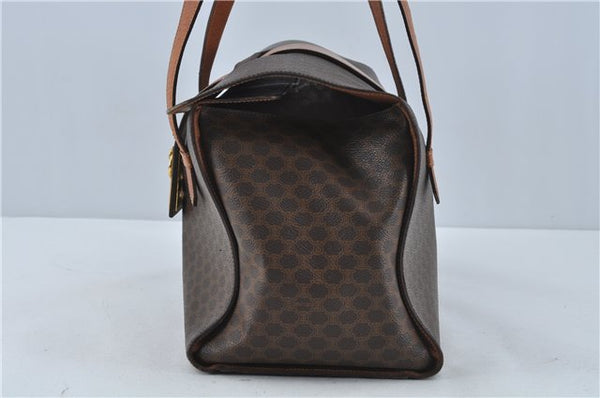 Authentic CELINE Macadam Blason Pattern Hand Bag Purse PVC Leather Brown 5111C