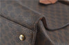 Authentic CELINE Macadam Blason Pattern Hand Bag Purse PVC Leather Brown 5111C
