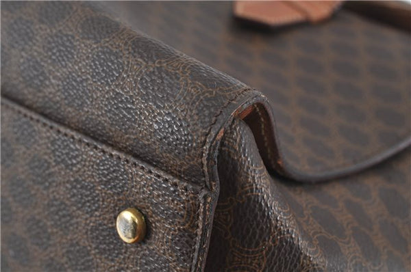 Authentic CELINE Macadam Blason Pattern Hand Bag Purse PVC Leather Brown 5111C