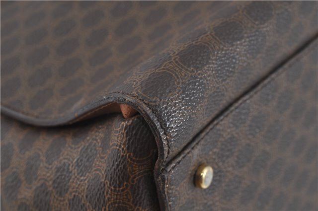 Authentic CELINE Macadam Blason Pattern Hand Bag Purse PVC Leather Brown 5111C