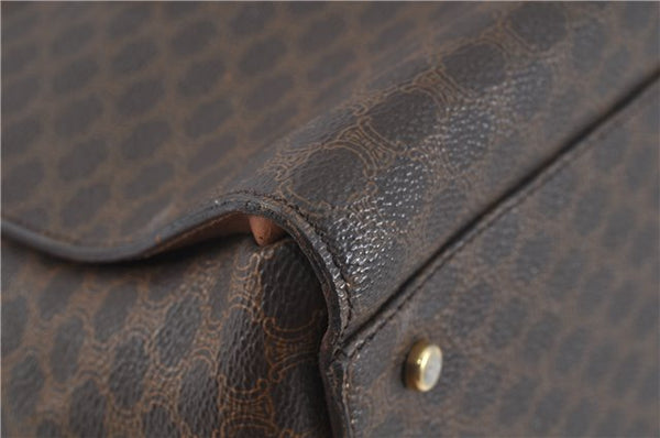 Authentic CELINE Macadam Blason Pattern Hand Bag Purse PVC Leather Brown 5111C