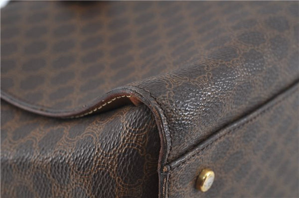 Authentic CELINE Macadam Blason Pattern Hand Bag Purse PVC Leather Brown 5111C