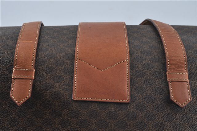 Authentic CELINE Macadam Blason Pattern Hand Bag Purse PVC Leather Brown 5111C