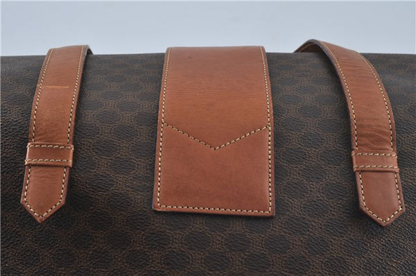 Authentic CELINE Macadam Blason Pattern Hand Bag Purse PVC Leather Brown 5111C