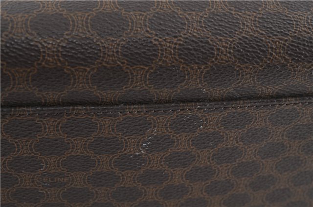 Authentic CELINE Macadam Blason Pattern Hand Bag Purse PVC Leather Brown 5111C