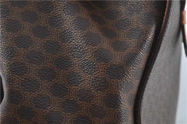Authentic CELINE Macadam Blason Pattern Hand Bag Purse PVC Leather Brown 5111C