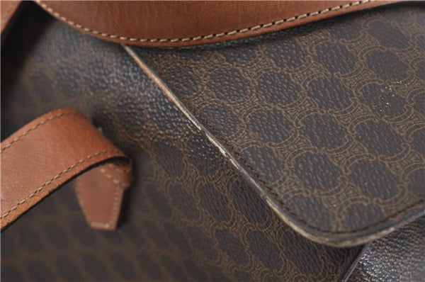 Authentic CELINE Macadam Blason Pattern Hand Bag Purse PVC Leather Brown 5111C