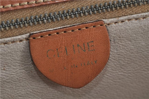 Authentic CELINE Macadam Blason Pattern Hand Bag Purse PVC Leather Brown 5111C