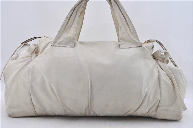 Authentic GUCCI Hysteria Crest Hand Tote Bag Leather 197021 White 5111D