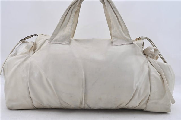 Authentic GUCCI Hysteria Crest Hand Tote Bag Leather 197021 White 5111D