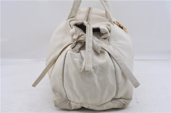 Authentic GUCCI Hysteria Crest Hand Tote Bag Leather 197021 White 5111D