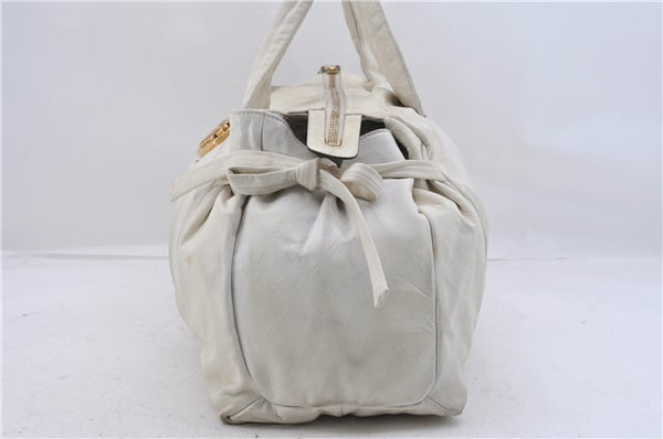 Authentic GUCCI Hysteria Crest Hand Tote Bag Leather 197021 White 5111D